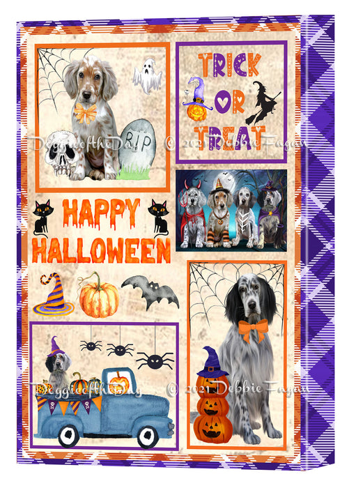 Happy Halloween Trick or Treat English Setter Dogs Canvas Wall Art Decor - Premium Quality Canvas Wall Art for Living Room Bedroom Home Office Decor Ready to Hang CVS150488