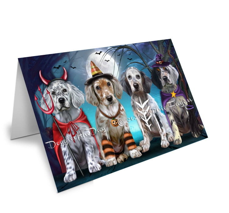 Happy Halloween Trick or Treat English Setter Dogs Handmade Artwork Assorted Pets Greeting Cards and Note Cards with Envelopes for All Occasions and Holiday Seasons GCD76751