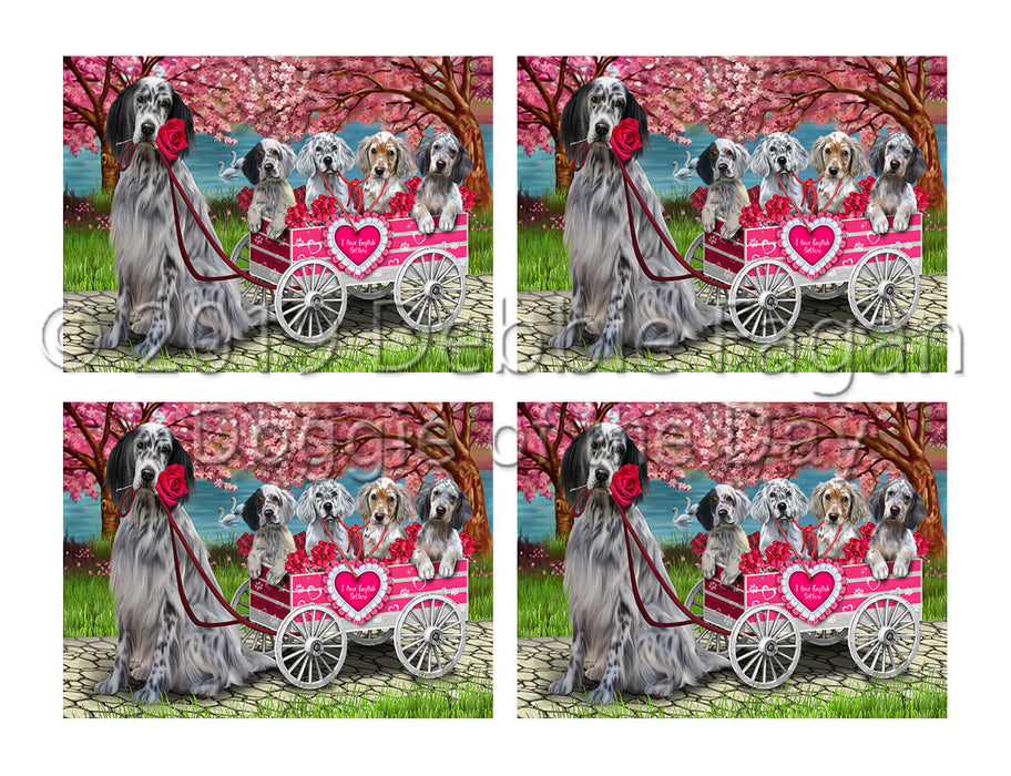 I Love English Setter Dogs in a Cart Placemat