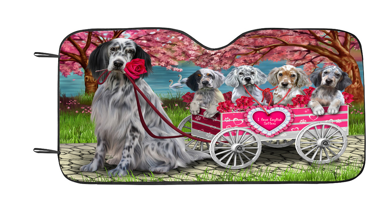 I Love English Setter Dogs in a Cart Car Sun Shade