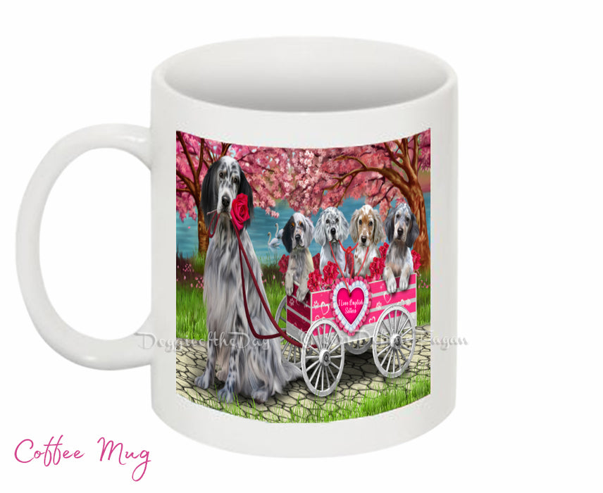 Mother's Day Gift Basket English Setter Dogs Blanket, Pillow, Coasters, Magnet, Coffee Mug and Ornament