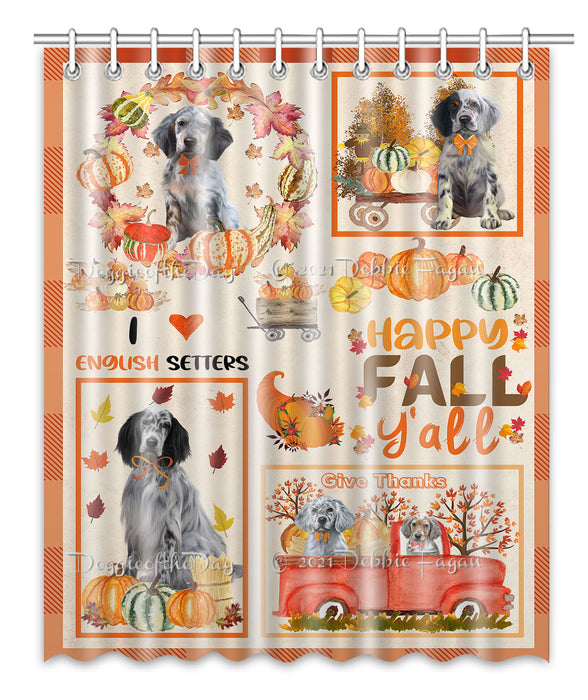 Happy Fall Y'all Pumpkin English Setter Dogs Shower Curtain Bathroom Accessories Decor Bath Tub Screens