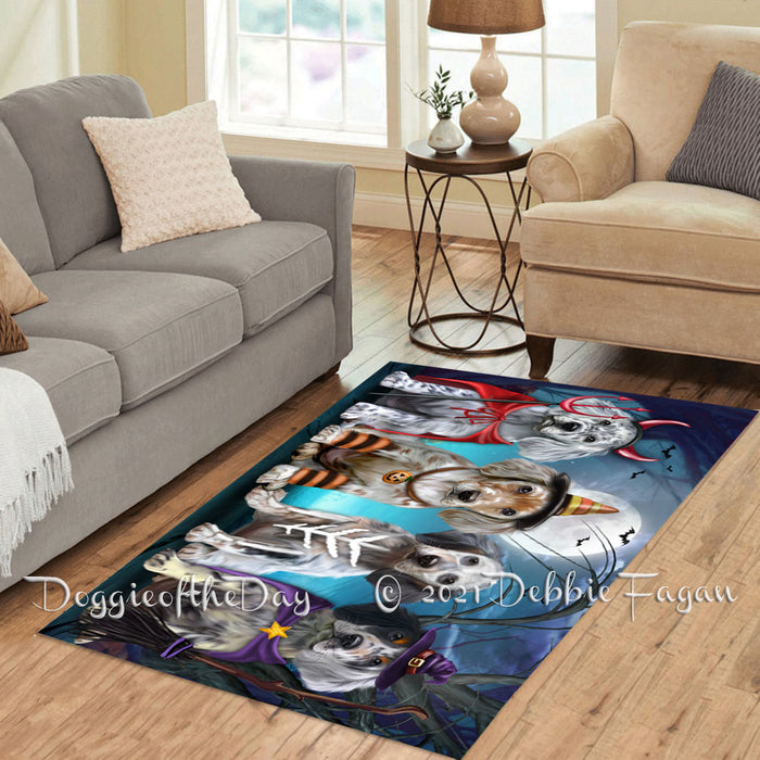 Happy Halloween Trick or Treat English Setter Dogs Polyester Living Room Carpet Area Rug ARUG66250