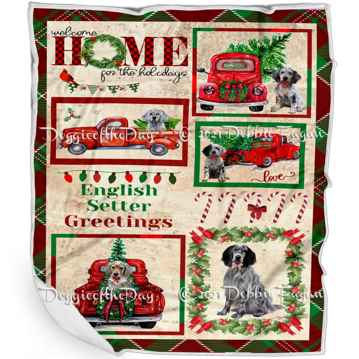 Welcome Home for Christmas Holidays English Setter Dogs Blanket BLNKT71966