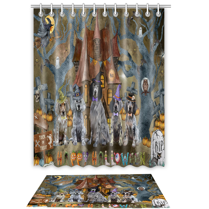 English Setter Shower Curtain & Bath Mat Set, Bathroom Decor Curtains with hooks and Rug, Explore a Variety of Designs, Personalized, Custom, Dog Lover's Gifts