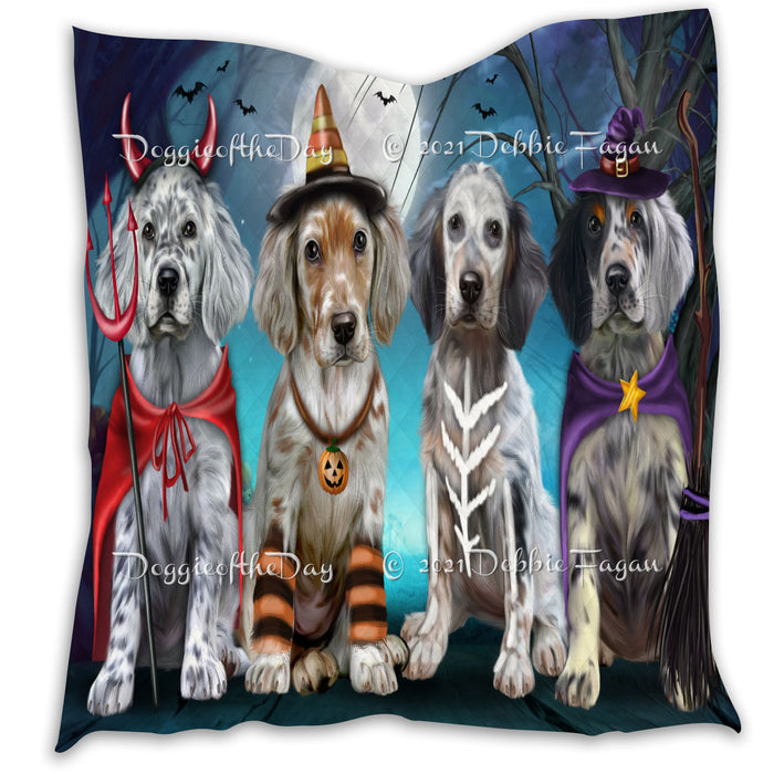 Happy Halloween Trick or Treat English Setter Dogs Lightweight Soft Bedspread Coverlet Bedding Quilt QUILT60346