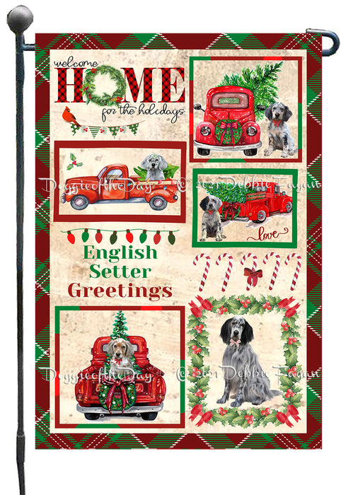 Welcome Home for Christmas Holidays English Setter Dogs Garden Flag GFLG67006