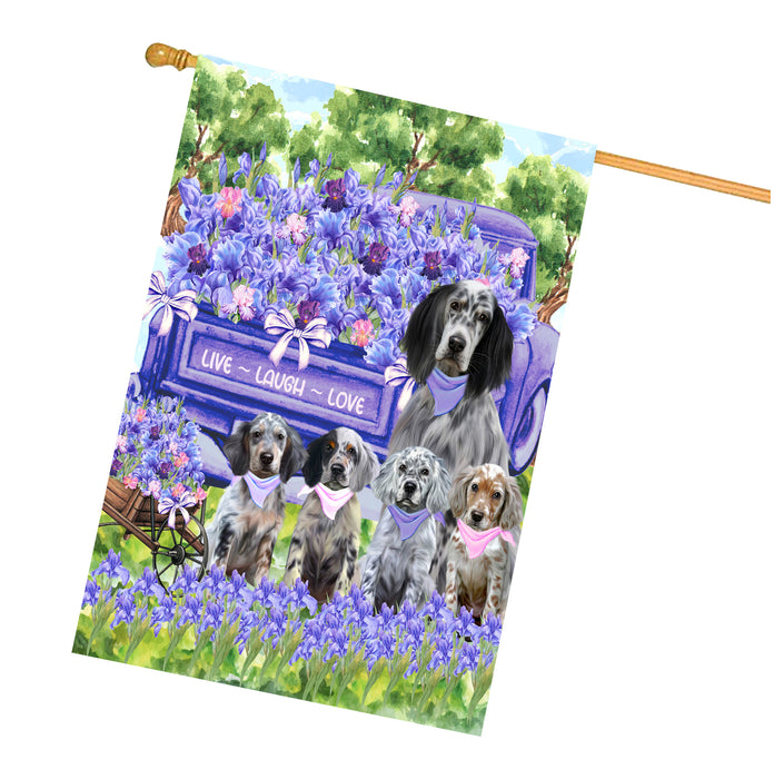 English Setter Dogs House Flag for Dog and Pet Lovers, Explore a Variety of Designs, Custom, Personalized, Weather Resistant, Double-Sided, Home Outside Yard Decor