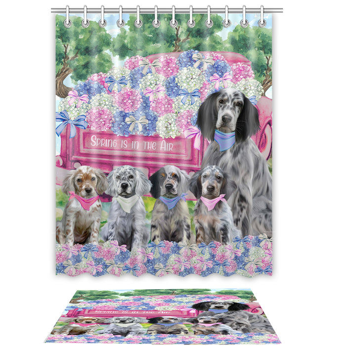 English Setter Shower Curtain with Bath Mat Set: Explore a Variety of Designs, Personalized, Custom, Curtains and Rug Bathroom Decor, Dog and Pet Lovers Gift