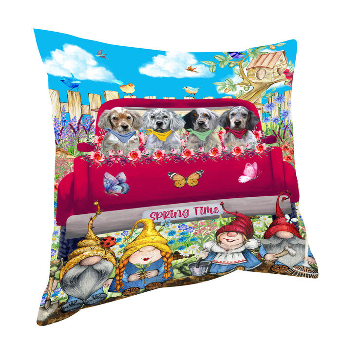 English Setter Pillow: Cushion for Sofa Couch Bed Throw Pillows, Personalized, Explore a Variety of Designs, Custom, Pet and Dog Lovers Gift