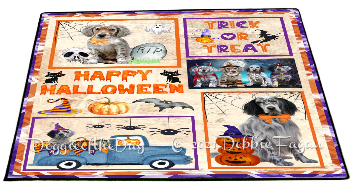 Happy Halloween Trick or Treat English Setter Dogs Indoor/Outdoor Welcome Floormat - Premium Quality Washable Anti-Slip Doormat Rug FLMS58087