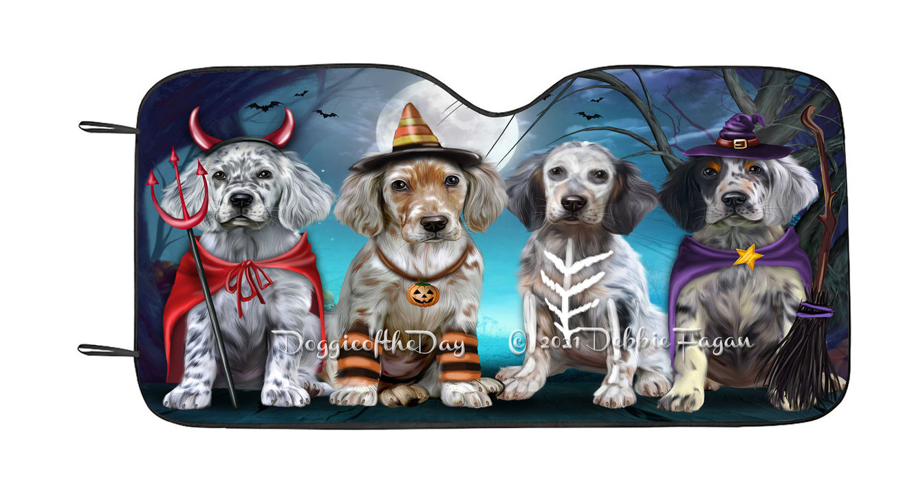 Happy Halloween Trick or Treat English Setter Dogs Car Sun Shade Cover Curtain