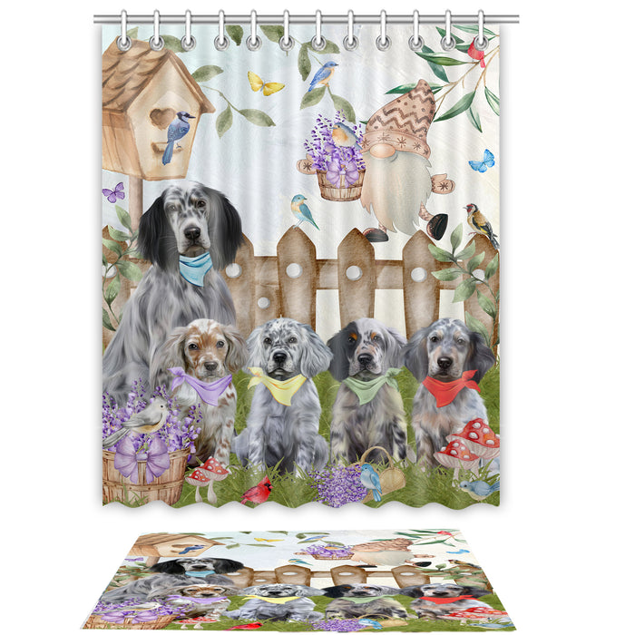 English Setter Shower Curtain with Bath Mat Set, Custom, Curtains and Rug Combo for Bathroom Decor, Personalized, Explore a Variety of Designs, Dog Lover's Gifts
