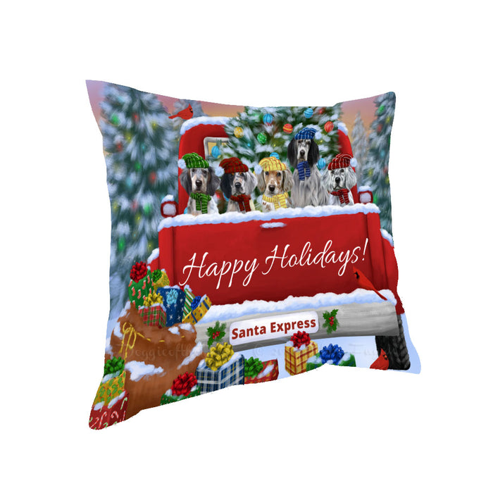 Christmas Red Truck Travlin Home for the Holidays English Setter Dogs Pillow with Top Quality High-Resolution Images - Ultra Soft Pet Pillows for Sleeping - Reversible & Comfort - Ideal Gift for Dog Lover - Cushion for Sofa Couch Bed - 100% Polyester