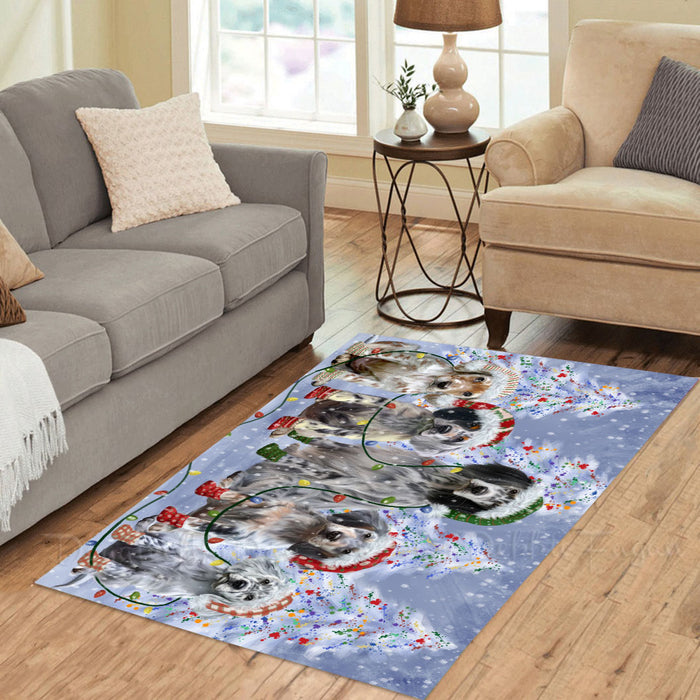 Christmas Lights and English Setter Dogs Area Rug - Ultra Soft Cute Pet Printed Unique Style Floor Living Room Carpet Decorative Rug for Indoor Gift for Pet Lovers