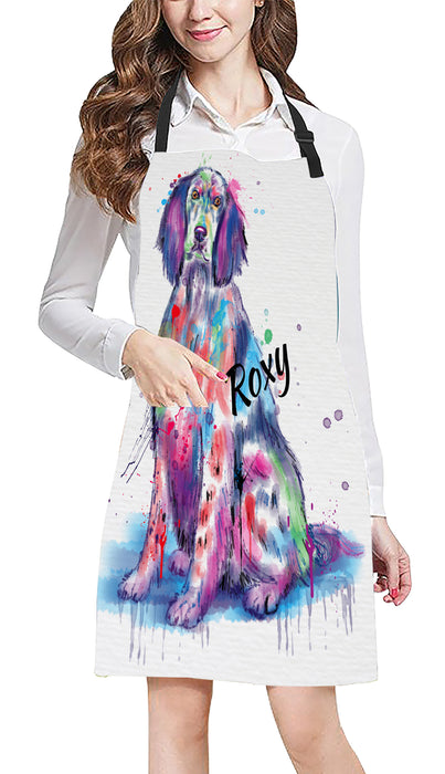 Custom Pet Name Personalized Watercolor English Setter Dog Apron