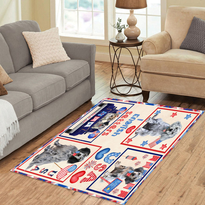 4th of July Independence Day I Love USA English Setter Dogs Area Rug - Ultra Soft Cute Pet Printed Unique Style Floor Living Room Carpet Decorative Rug for Indoor Gift for Pet Lovers