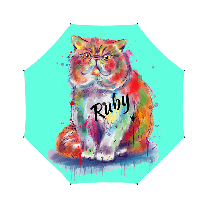 Custom Pet Name Personalized Watercolor Exotic Shorthair CatSemi-Automatic Foldable Umbrella