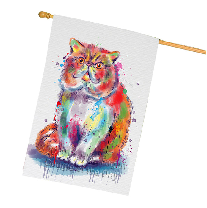 Watercolor Exotic Shorthair Cat House Flag FLG66173