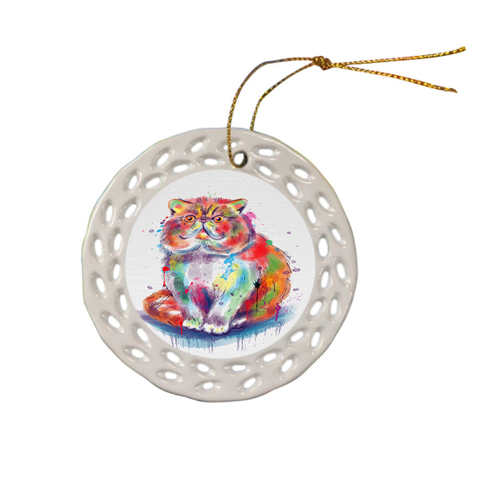 Watercolor Exotic Shorthair Cat Doily Ornament DPOR58141