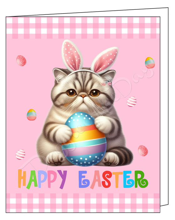 Exotic Shorthair Cat Easter Day Greeting Cards and Note Cards with Envelope - Easter Invitation Card with Multi Design Pack