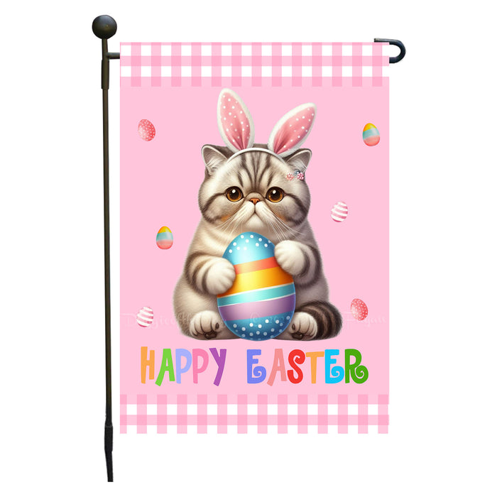 Exotic Shorthair Cat Easter Day Garden Flags for Outdoor Decorations - Double Sided Yard Lawn Easter Festival Decorative Gift - Holiday Cats Flag Decor 12 1/2"w x 18"h