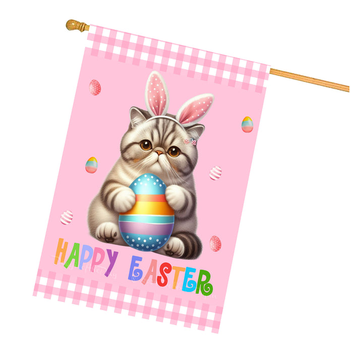 Exotic Shorthair Cat Easter Day House Flags with Multi Design - Double Sided Easter Festival Gift for Home Decoration  - Holiday Cats Flag Decor 28" x 40"