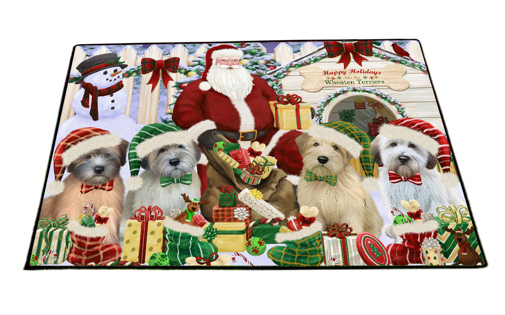 Christmas Dog House Wheaten Terriers Dog Floormat FLMS51897