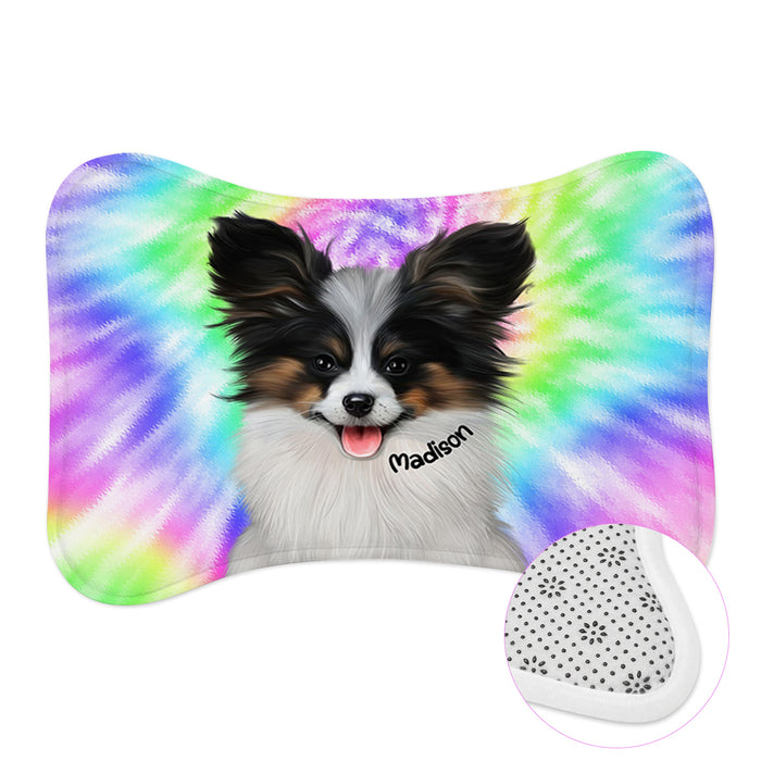 Personalized Pet Feeding Mats Custom Rainbow Tie Dye Add Your Photo All Over Print