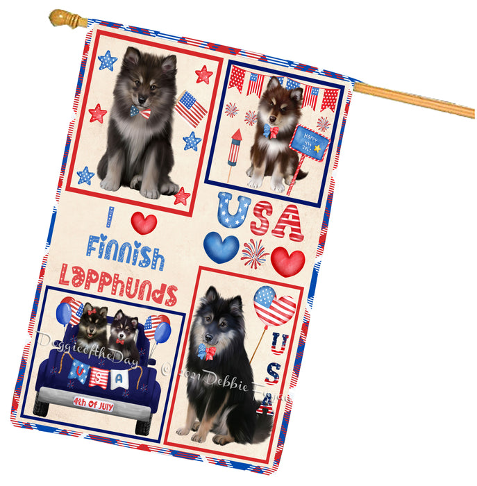 4th of July Independence Day I Love USA Finnish Lapphund Dogs House flag FLG66955