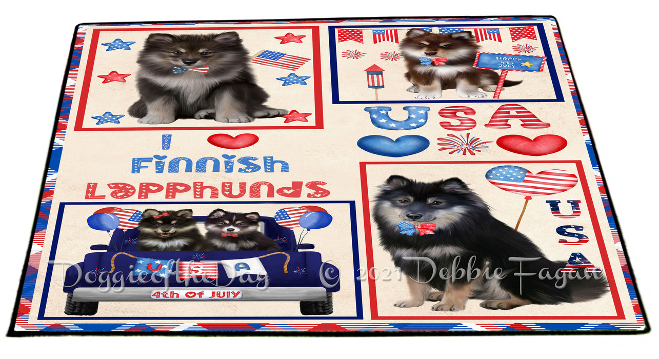 4th of July Independence Day I Love USA Finnish Lapphund Dogs Floormat FLMS56203 Floormat FLMS56203