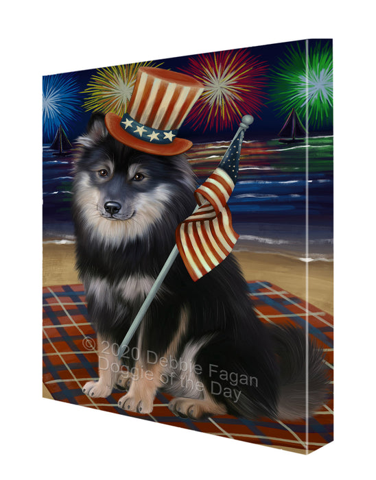 4th of July Independence Day Firework Finnish Lapphund Dog Canvas Wall Art - Premium Quality Ready to Hang Room Decor Wall Art Canvas - Unique Animal Printed Digital Painting for Decoration CVS111