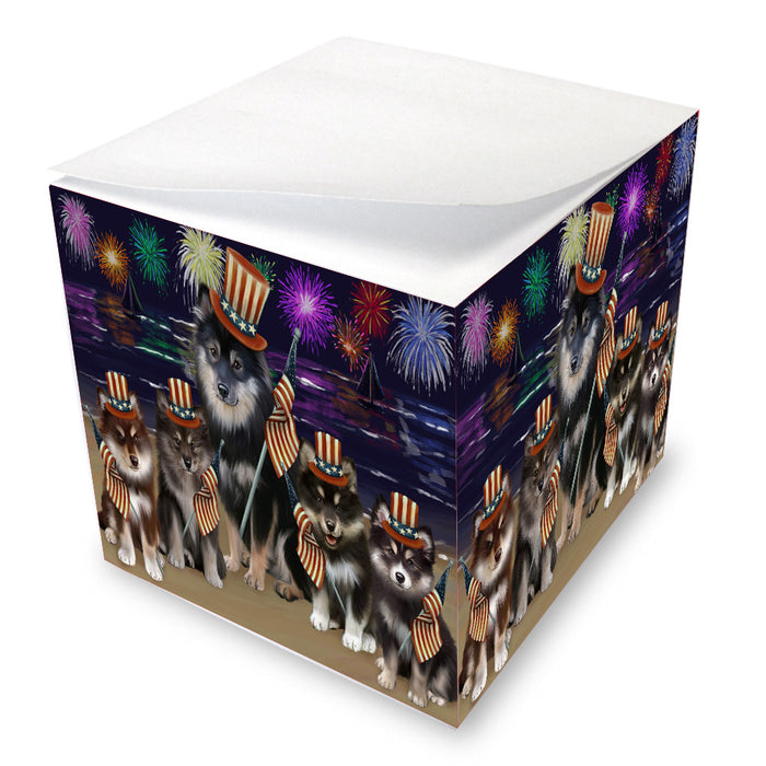 4th of July Independence Day Firework Finnish Lapphund Dogs Note Cube NOC-DOTD-A57091