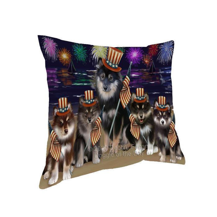 4th of July Independence Day Firework Finnish Lapphund Dogs Pillow with Top Quality High-Resolution Images - Ultra Soft Pet Pillows for Sleeping - Reversible & Comfort - Ideal Gift for Dog Lover - Cushion for Sofa Couch Bed - 100% Polyester