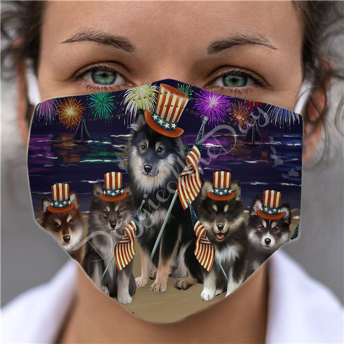 4th of July Independence Day Finnish Lapphund Dogs Face Mask FM49404