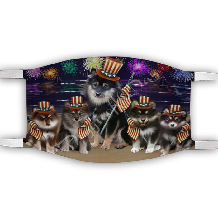 4th of July Independence Day Finnish Lapphund Dogs Face Mask FM49404