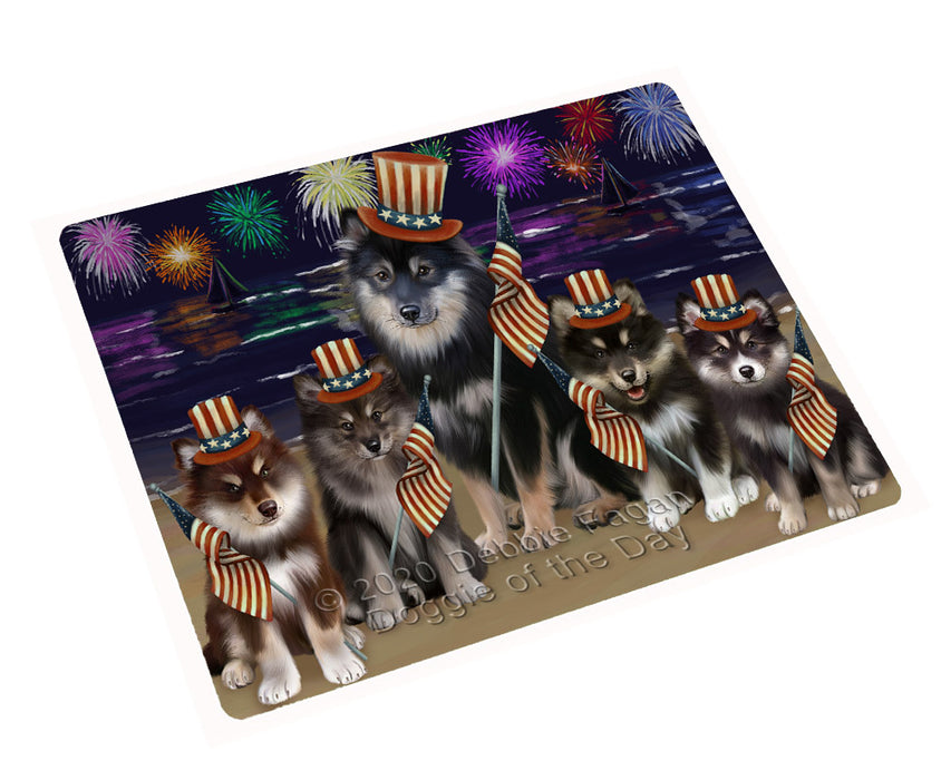 4th of July Independence Day Firework Finnish Lapphund Dogs Cutting Board - For Kitchen - Scratch & Stain Resistant - Designed To Stay In Place - Easy To Clean By Hand - Perfect for Chopping Meats, Vegetables