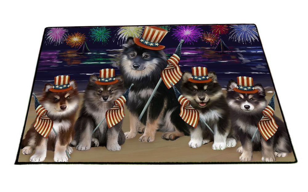 4th of July Independence Day Firework Finnish Lapphund Dogs Floormat FLMS55438