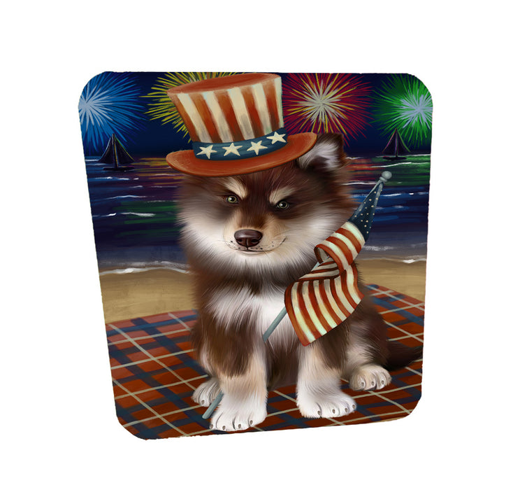 4th of July Independence Day Firework Finnish Lapphund Dog Coasters Set of 4 CSTA58067