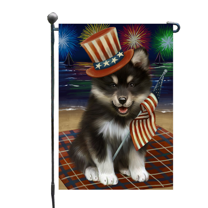 4th of July Independence Day Firework Finnish Lapphund Dog Garden Flags Outdoor Decor for Homes and Gardens Double Sided Garden Yard Spring Decorative Vertical Home Flags Garden Porch Lawn Flag for Decorations GFLG67696
