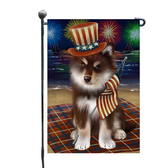 4th of July Independence Day Firework Finnish Lapphund Dog Garden Flags Outdoor Decor for Homes and Gardens Double Sided Garden Yard Spring Decorative Vertical Home Flags Garden Porch Lawn Flag for Decorations GFLG67697