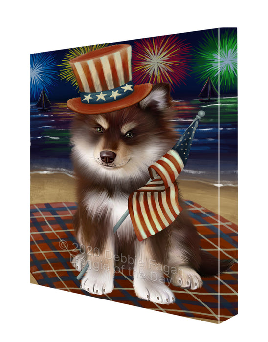 4th of July Independence Day Firework Finnish Lapphund Dog Canvas Wall Art - Premium Quality Ready to Hang Room Decor Wall Art Canvas - Unique Animal Printed Digital Painting for Decoration CVS113