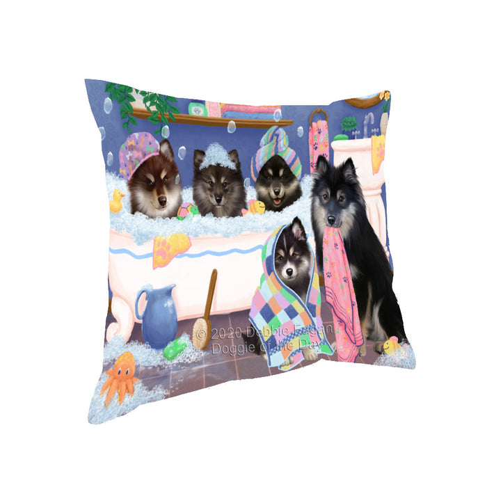 Rub a Dub Dogs in a Tub Finnish Lapphund Dogs Pillow with Top Quality High-Resolution Images - Ultra Soft Pet Pillows for Sleeping - Reversible & Comfort - Ideal Gift for Dog Lover - Cushion for Sofa Couch Bed - 100% Polyester