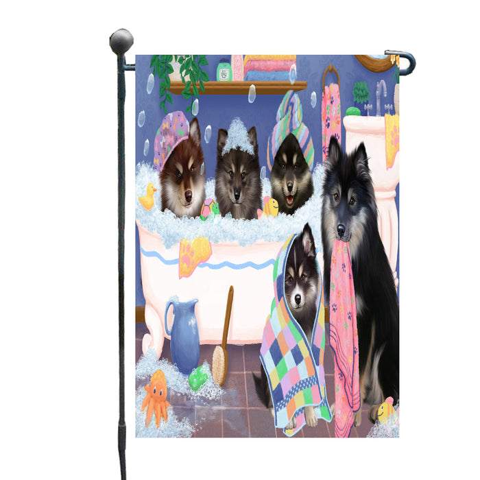 Rub a Dub Dogs in a Tub Finnish Lapphund Dogs Garden Flags Outdoor Decor for Homes and Gardens Double Sided Garden Yard Spring Decorative Vertical Home Flags Garden Porch Lawn Flag for Decorations
