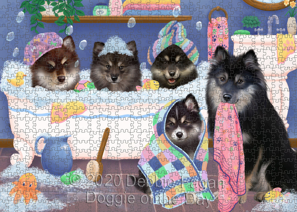 Rub a Dub Dogs in a Tub Finnish Lapphund Dogs Portrait Jigsaw Puzzle for Adults Animal Interlocking Puzzle Game Unique Gift for Dog Lover's with Metal Tin Box