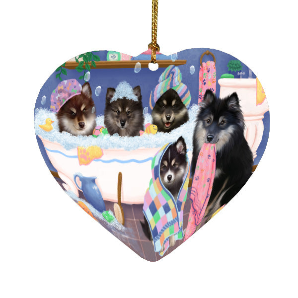 Rub a Dub Dogs in a Tub Finnish Lapphund Dogs Heart Christmas Ornament HPORA59048