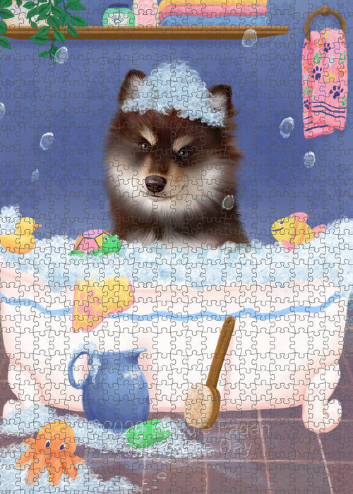 Rub a Dub Dogs in a Tub Finnish Lapphund Dog Portrait Jigsaw Puzzle for Adults Animal Interlocking Puzzle Game Unique Gift for Dog Lover's with Metal Tin Box PZL608