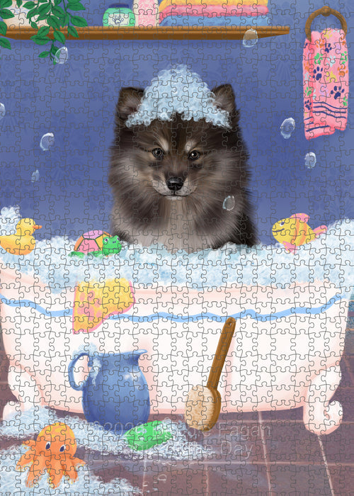Rub a Dub Dogs in a Tub Finnish Lapphund Dog Portrait Jigsaw Puzzle for Adults Animal Interlocking Puzzle Game Unique Gift for Dog Lover's with Metal Tin Box PZL609