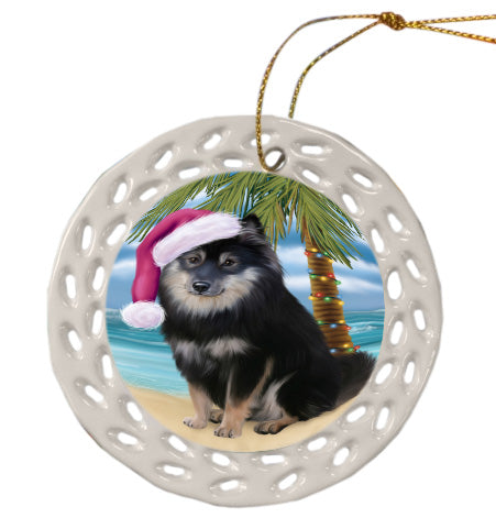 Christmas Summertime Island Tropical Beach Finnish Lapphund Dog Doily Ornament DPOR58831