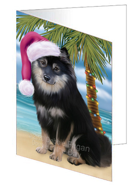 Christmas Summertime Island Tropical Beach Finnish Lapphund Dog Handmade Artwork Assorted Pets Greeting Cards and Note Cards with Envelopes for All Occasions and Holiday Seasons